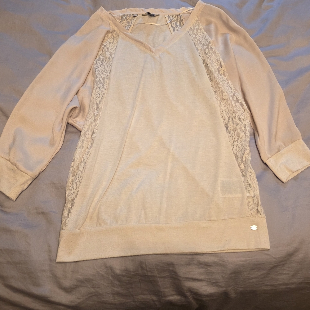 Guess Ivory Lace Detail Blouse